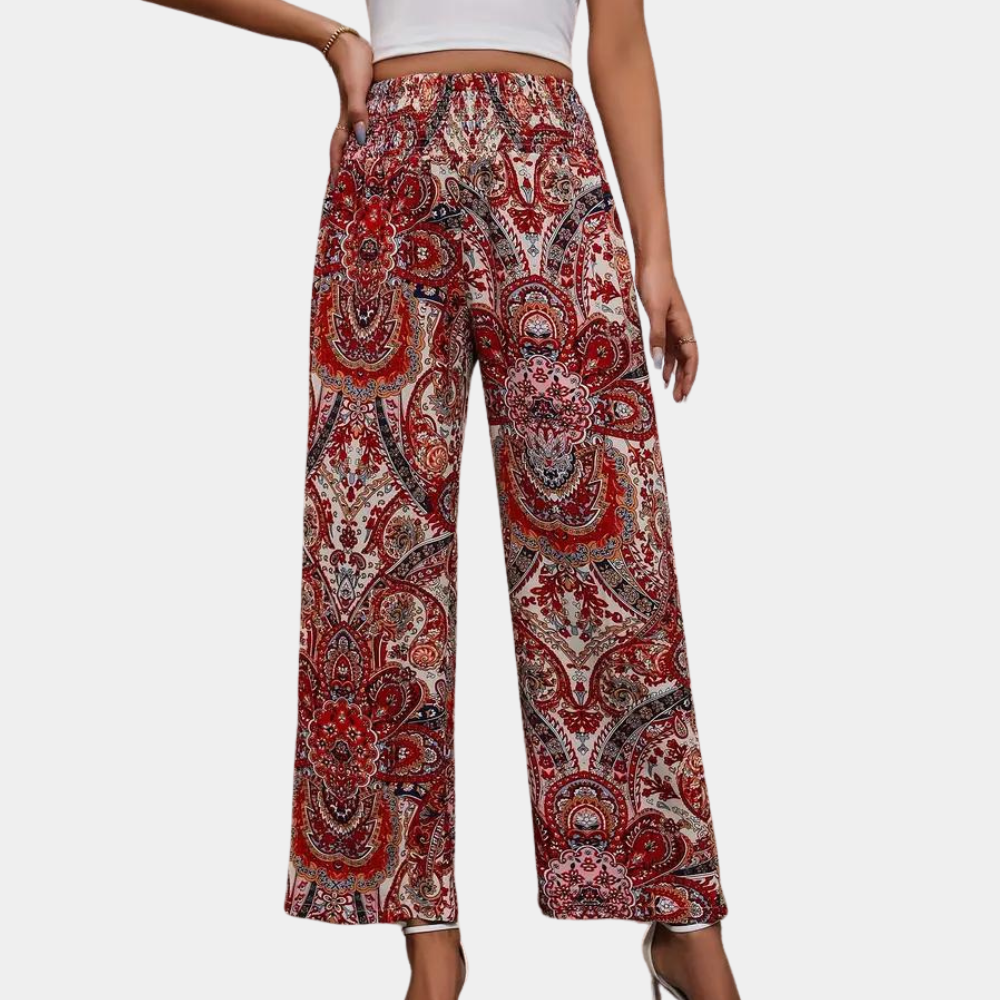 Reina - Zomerse Boho Wijde Damesbroek met Schuine Zakken