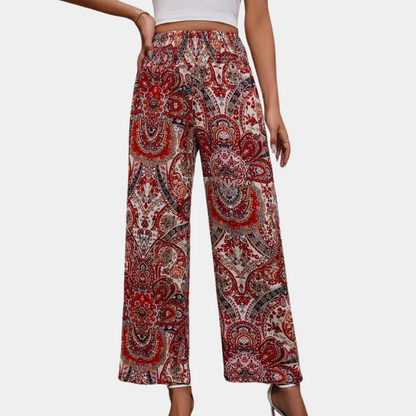 Reina - Zomerse Boho Wijde Damesbroek met Schuine Zakken