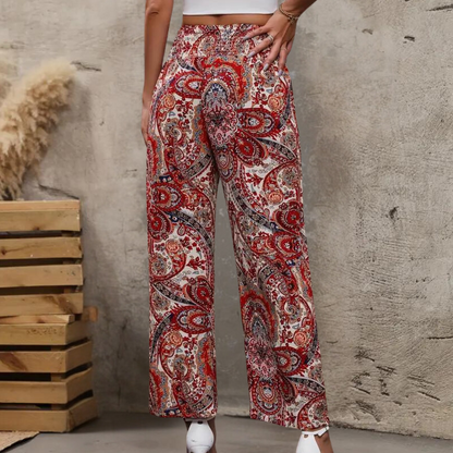Reina - Zomerse Boho Wijde Damesbroek met Schuine Zakken