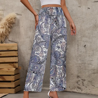 Reina - Zomerse Boho Wijde Damesbroek met Schuine Zakken