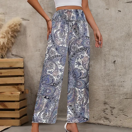 Reina - Zomerse Boho Wijde Damesbroek met Schuine Zakken