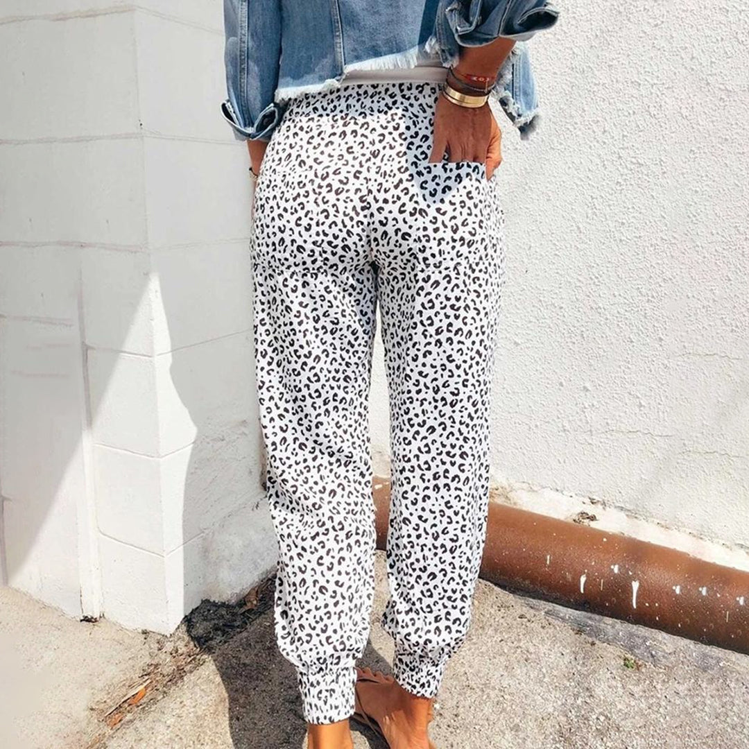 FIONA - Zomerse broek met luipaardprint